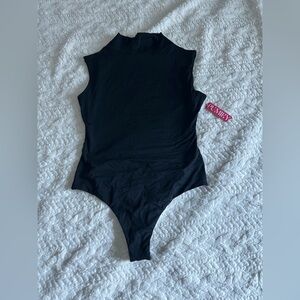 PUMIEY Women's Black Mock Turtle Neck Sleeveless Bodysuit Sexy Tank Tops